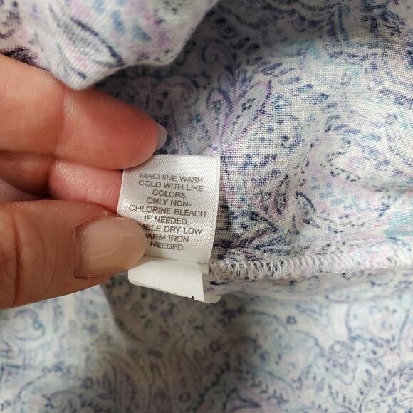 J. Jill Top Womens Medium Love Linen Essential Shirt Paisley Button Front Tunic - Picture 6 of 11